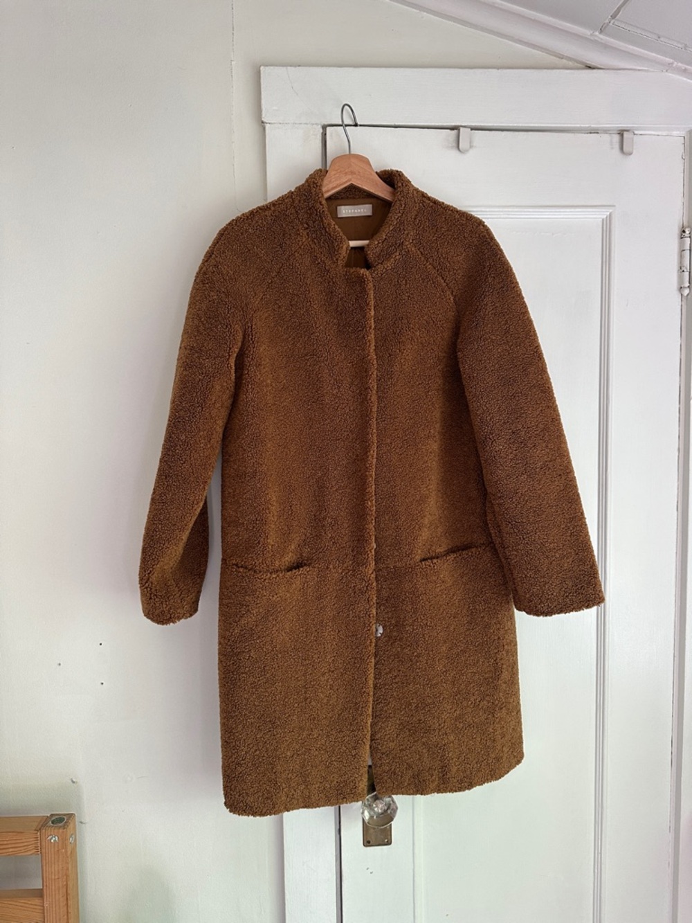 Stefanel Chestnut Brown Teddy Coat with Front Pockets - Picture 5 of 5